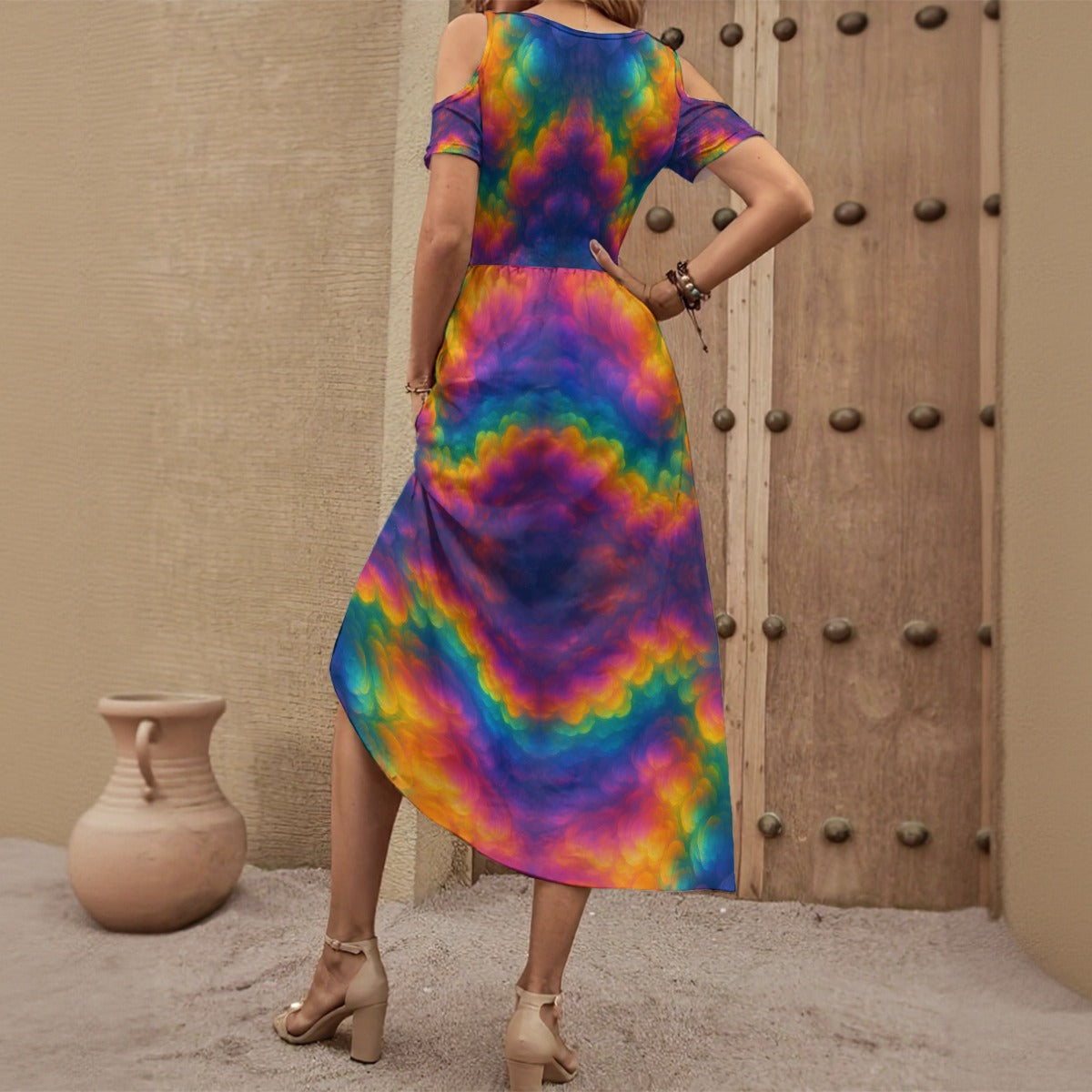 Women's V-neck Off-shoulder Dress