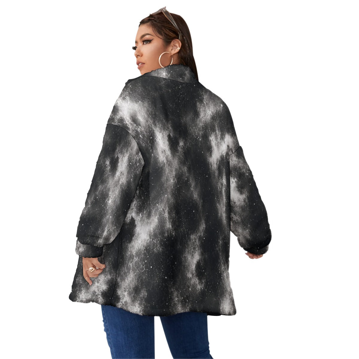 Unisex Borg Fleece Stand-up Collar Coat With Zipper Closure(Plus Size) by O’Nimbus – view 4