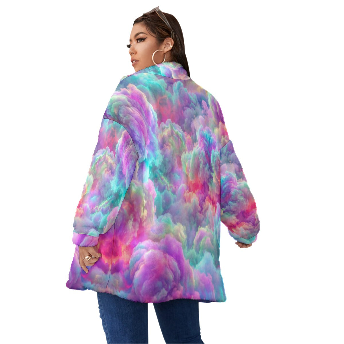 Unisex Borg Fleece Stand-up Collar Coat With Zipper Closure(Plus Size)