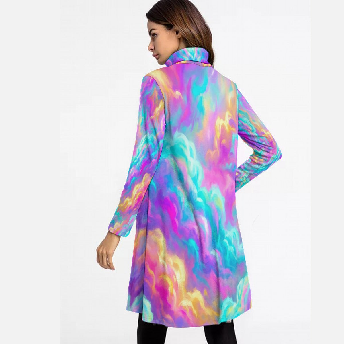 Women's High Neck Dress With Long Sleeve