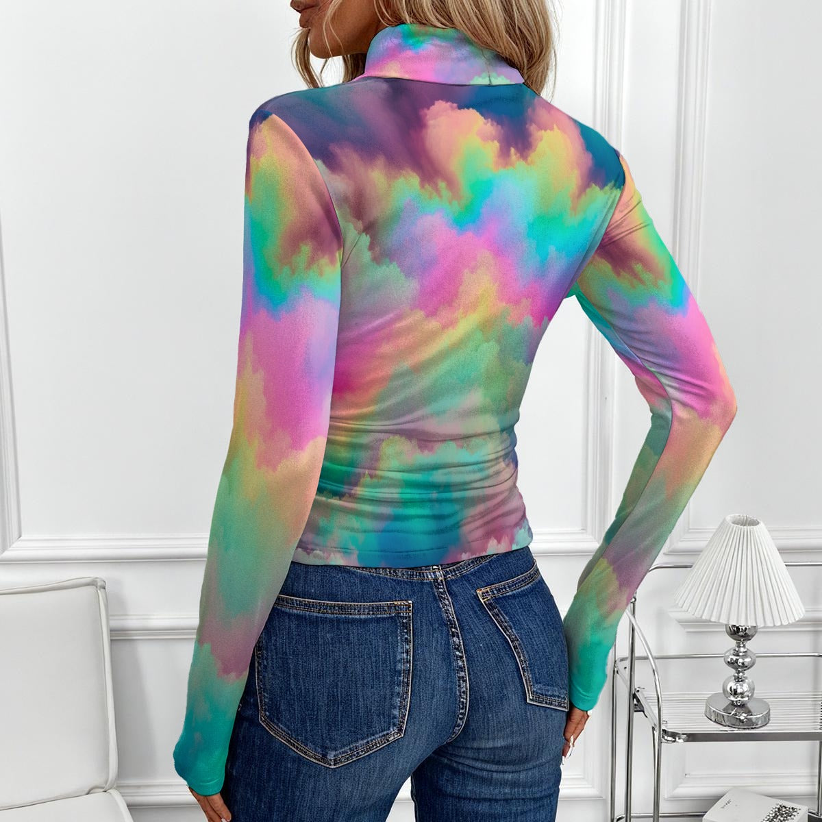 Women's Women's High-Neck Top With Long Sleeve