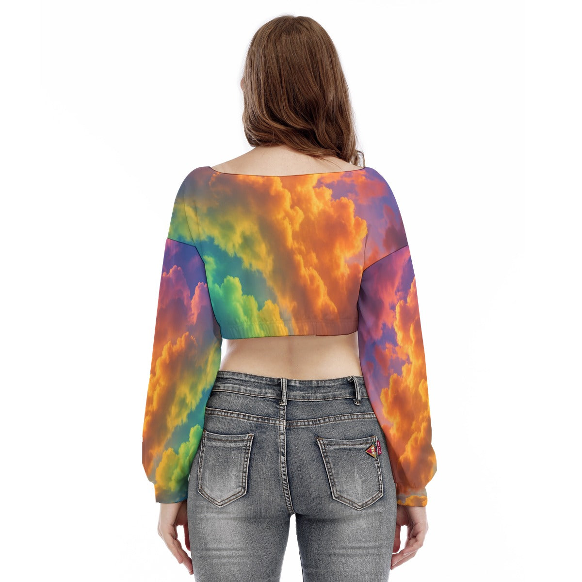 Women's V-neck Long Sleeve Cropped Sweatshirt