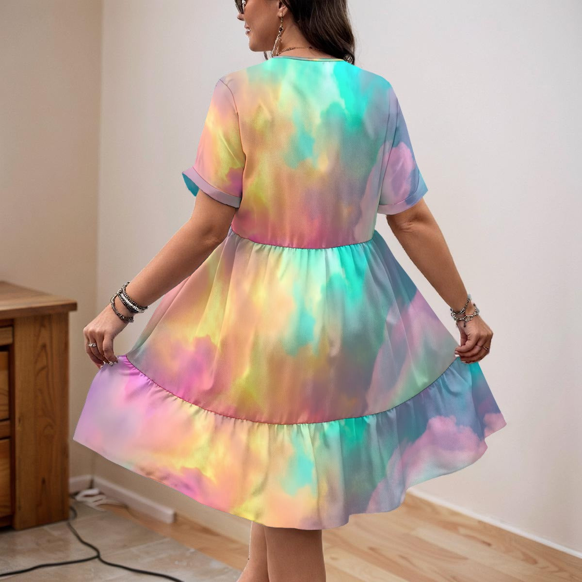 Women’s Floral V-Neck Short Sleeve Dress