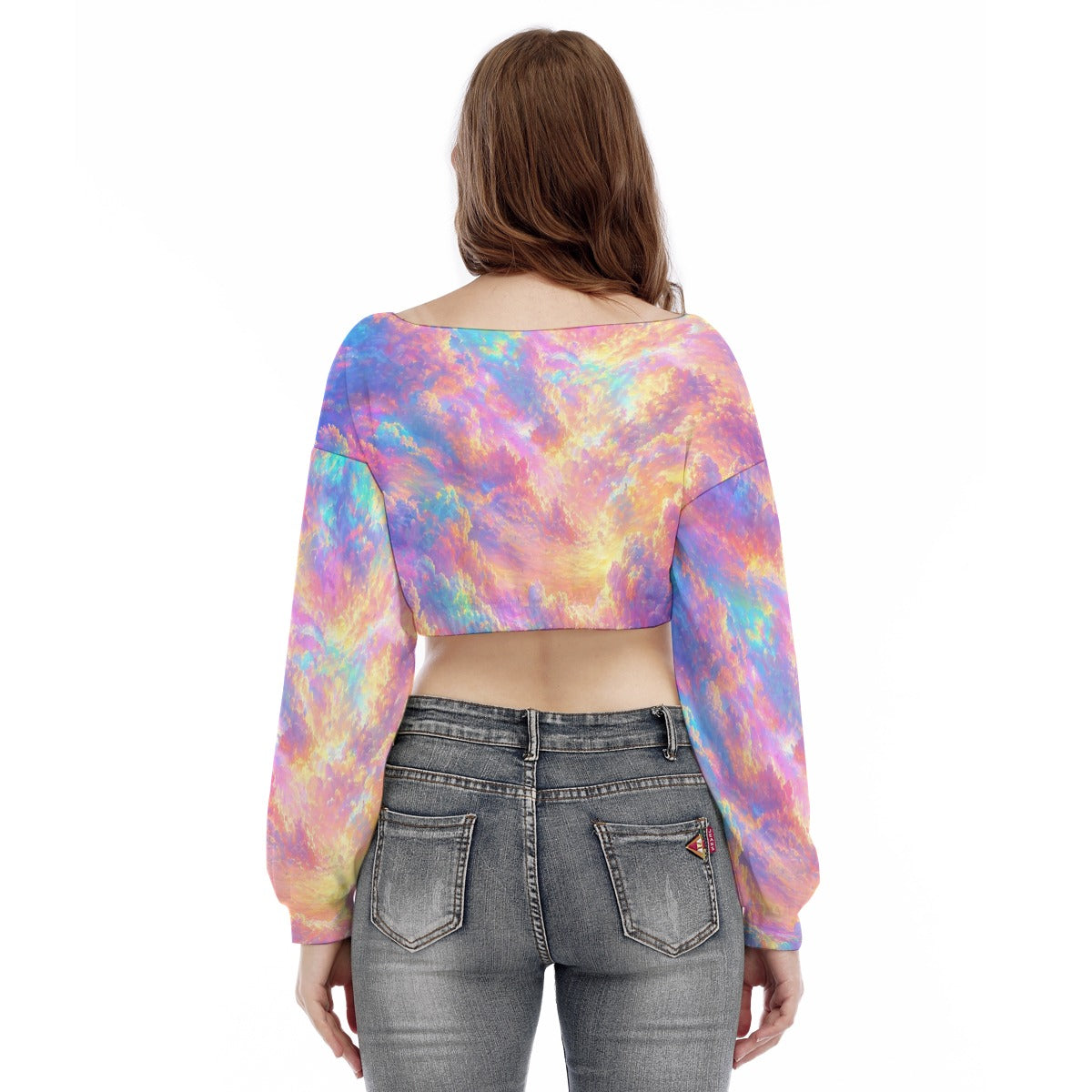 Women's V-neck Long Sleeve Cropped Sweatshirt