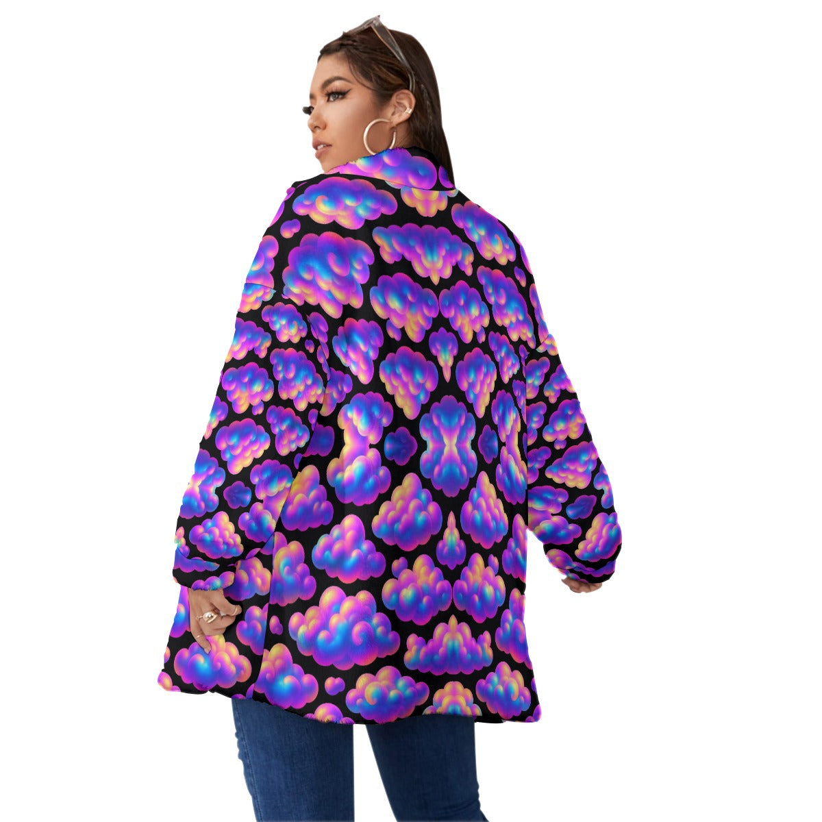 Unisex Borg Fleece Stand-up Collar Coat With Zipper Closure(Plus Size)