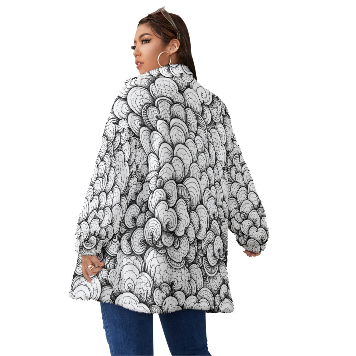 Unisex Borg Fleece Stand-up Collar Coat With Zipper Closure(Plus Size)