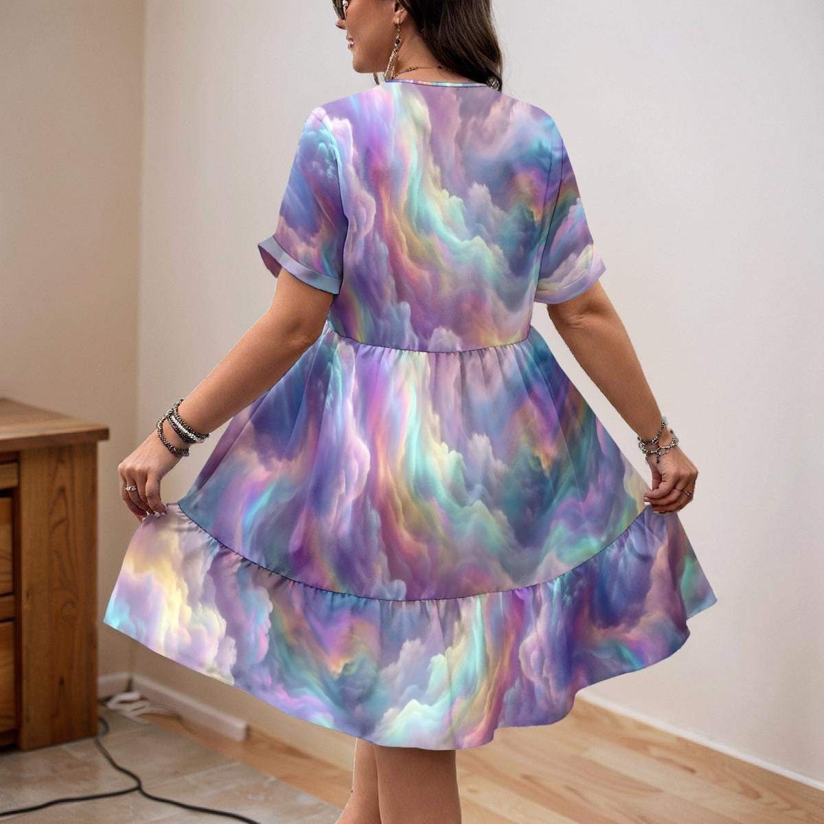 Women’s Floral V-Neck Short Sleeve Dress