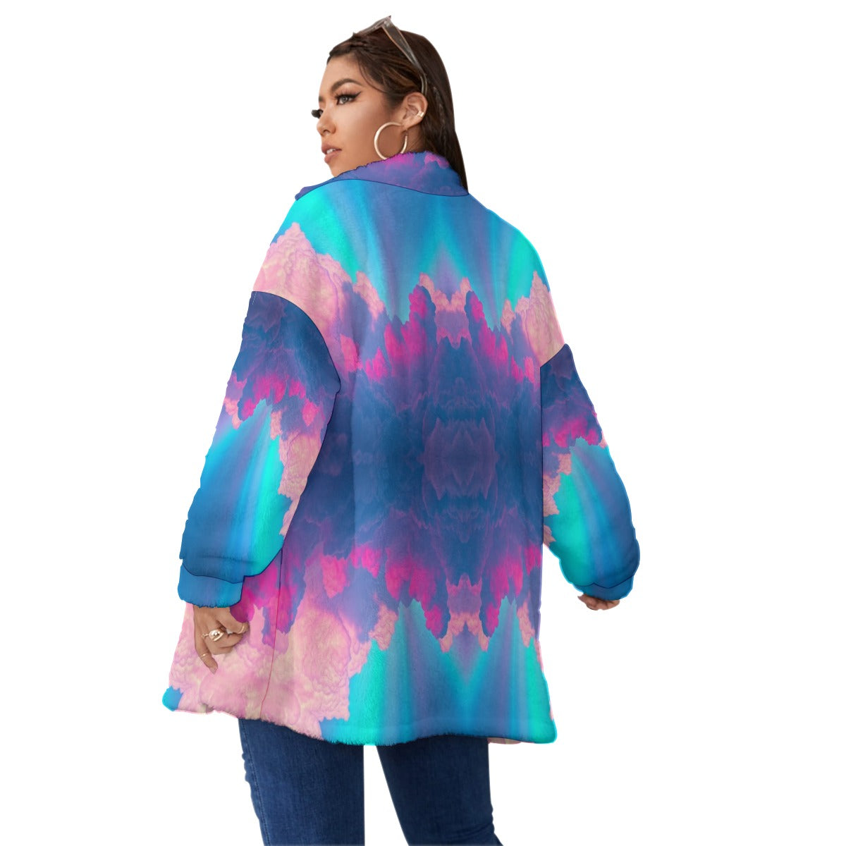 Unisex Borg Fleece Stand-up Collar Coat With Zipper Closure(Plus Size)