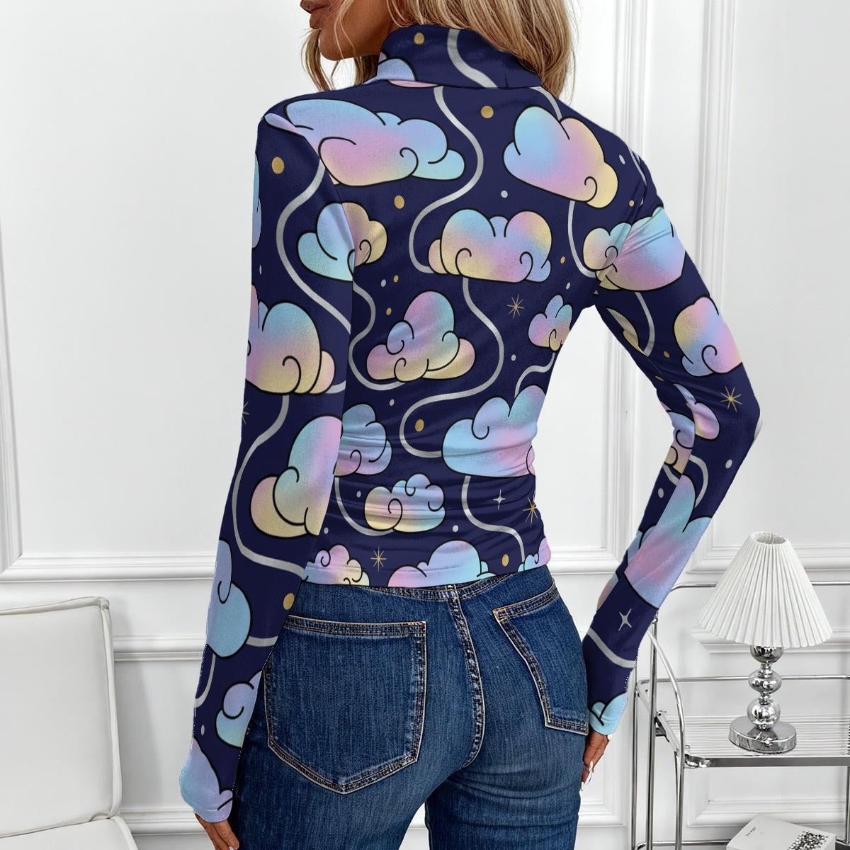 Women's Women's High-Neck Top With Long Sleeve