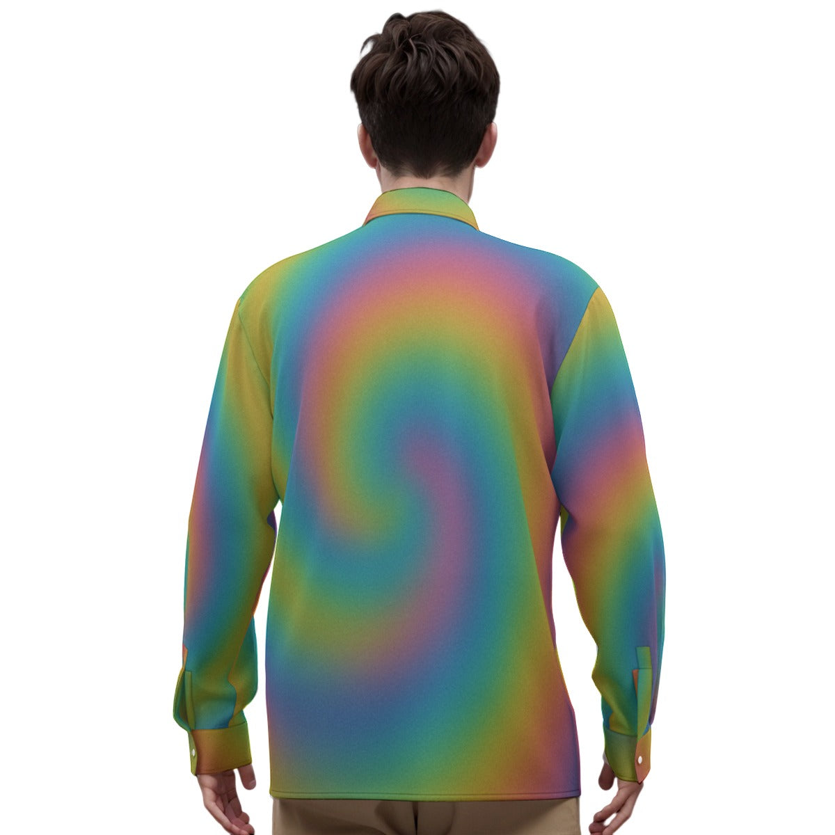 Men's Imitation Silk Long-Sleeved Shirt