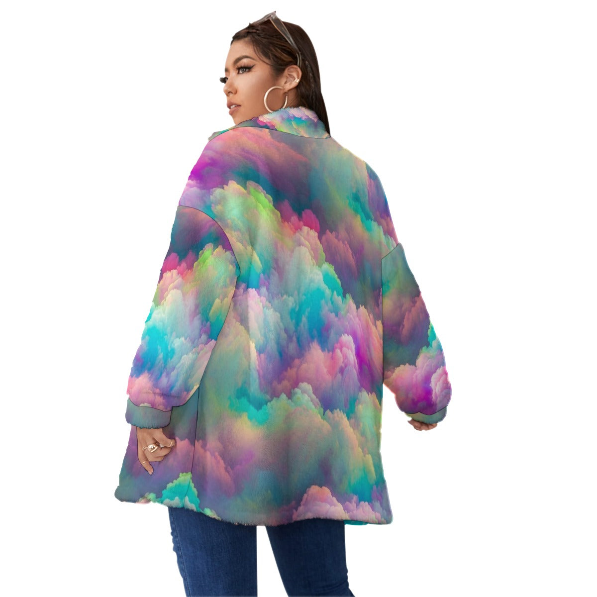 Unisex Borg Fleece Stand-up Collar Coat With Zipper Closure(Plus Size)