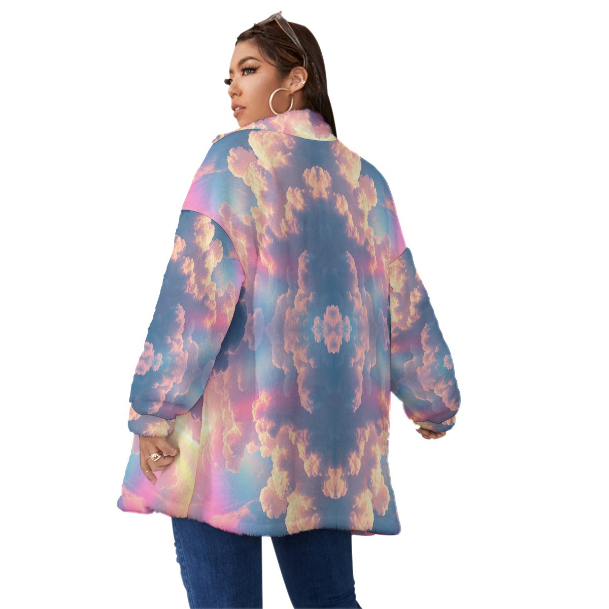 Unisex Borg Fleece Stand-up Collar Coat With Zipper Closure(Plus Size)