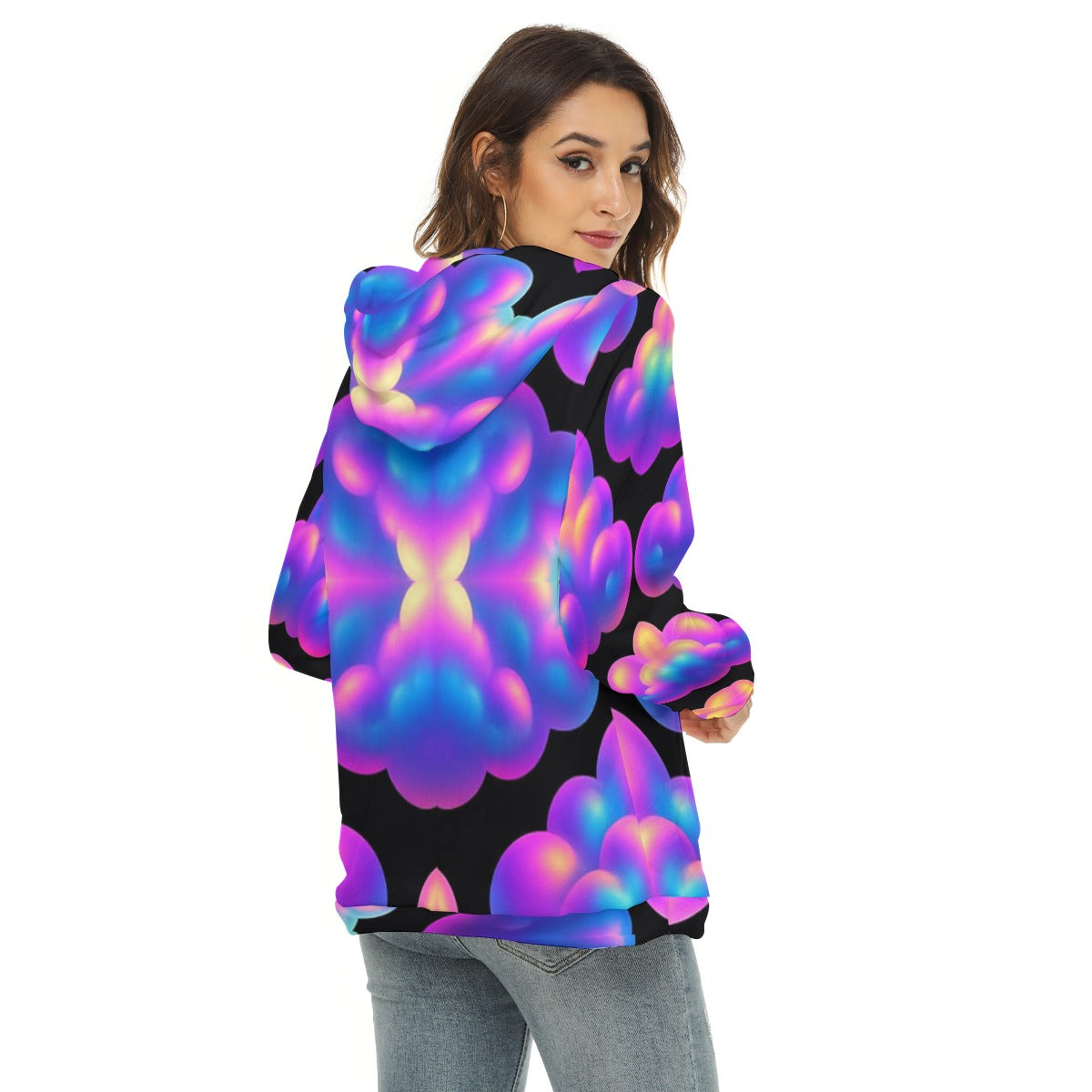 Women's Borg Fleece Hoodie With Half Zip