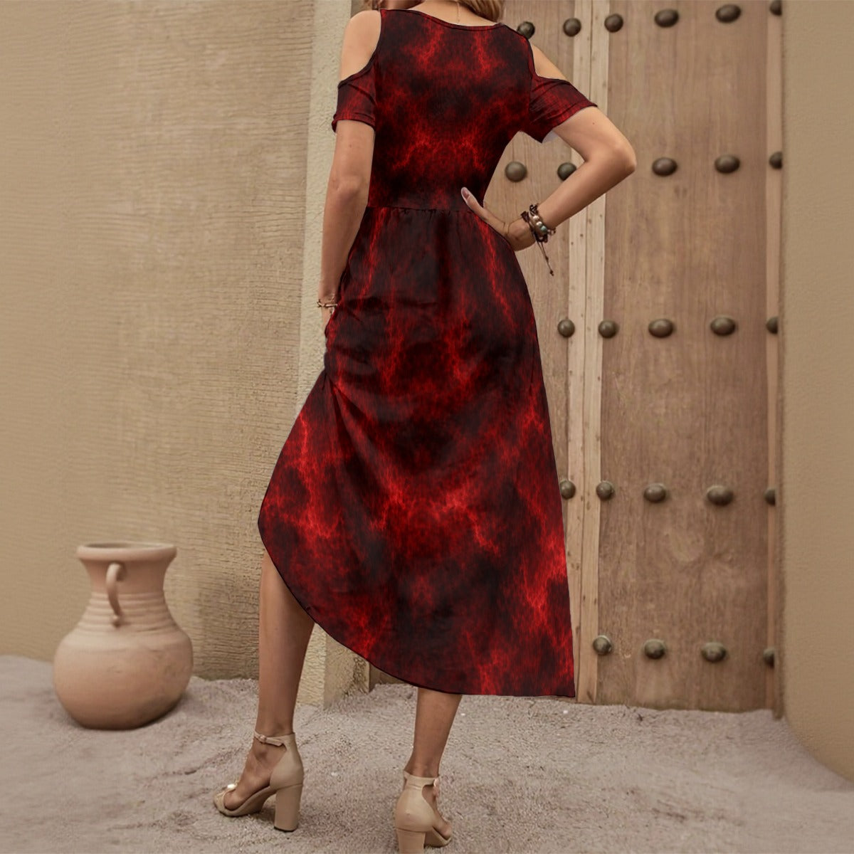 Women's V-neck Off-shoulder Dress
