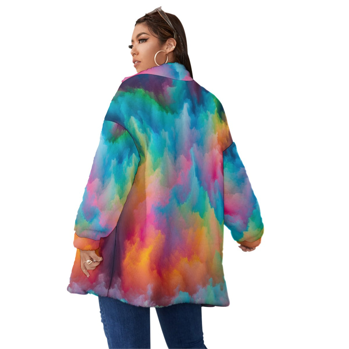 Unisex Borg Fleece Stand-up Collar Coat With Zipper Closure(Plus Size)
