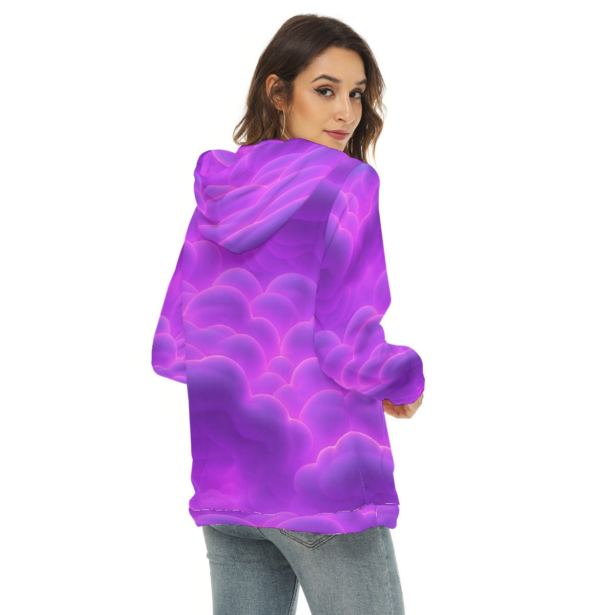 Women's Borg Fleece Hoodie With Half Zip