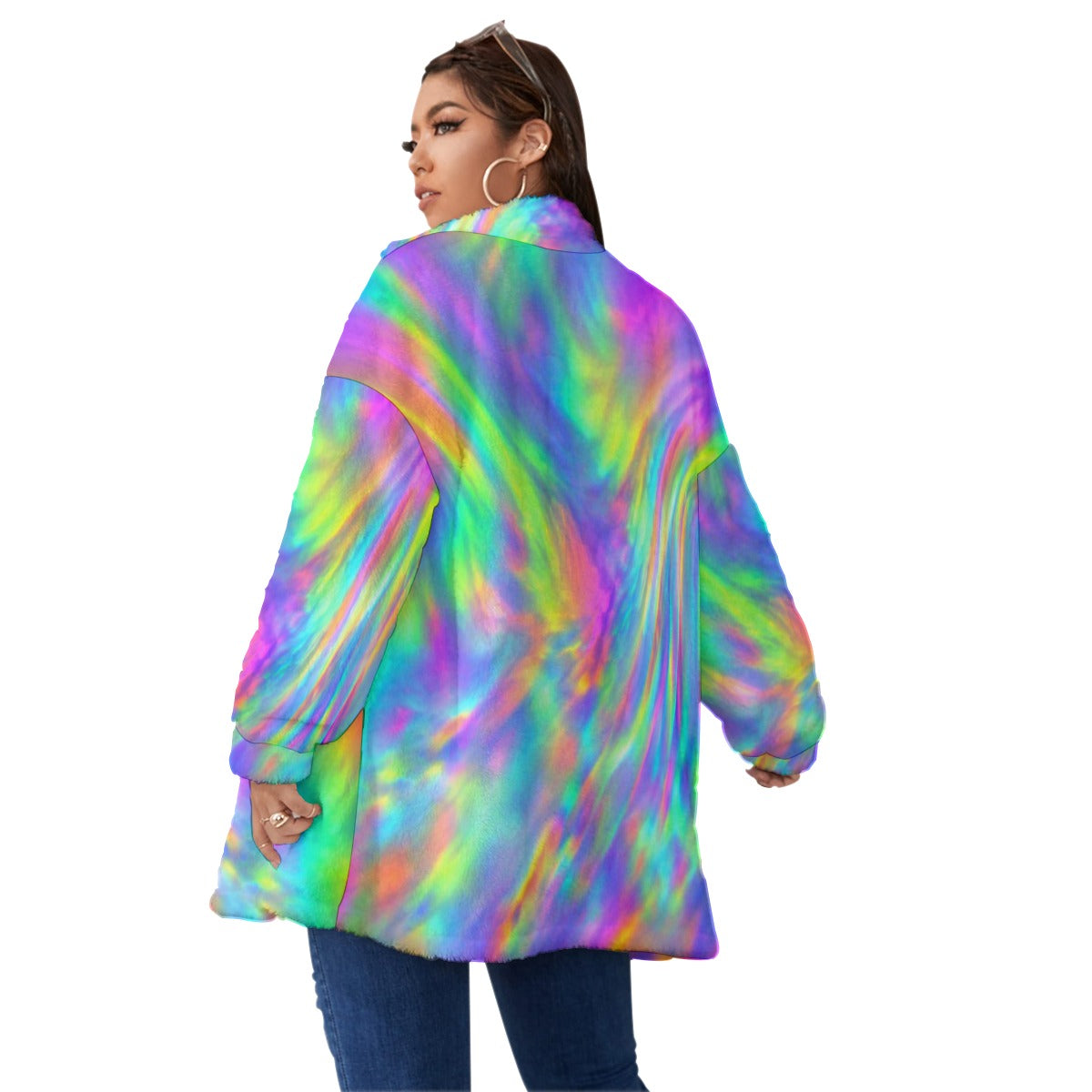 Unisex Borg Fleece Stand-up Collar Coat With Zipper Closure(Plus Size)