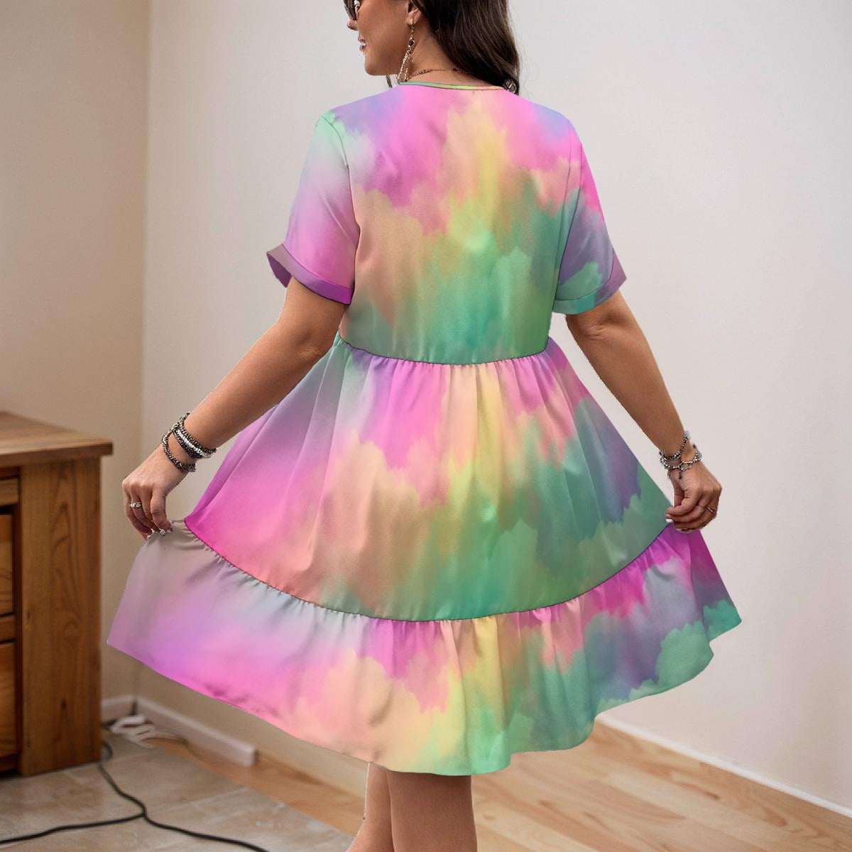 Women’s Floral V-Neck Short Sleeve Dress