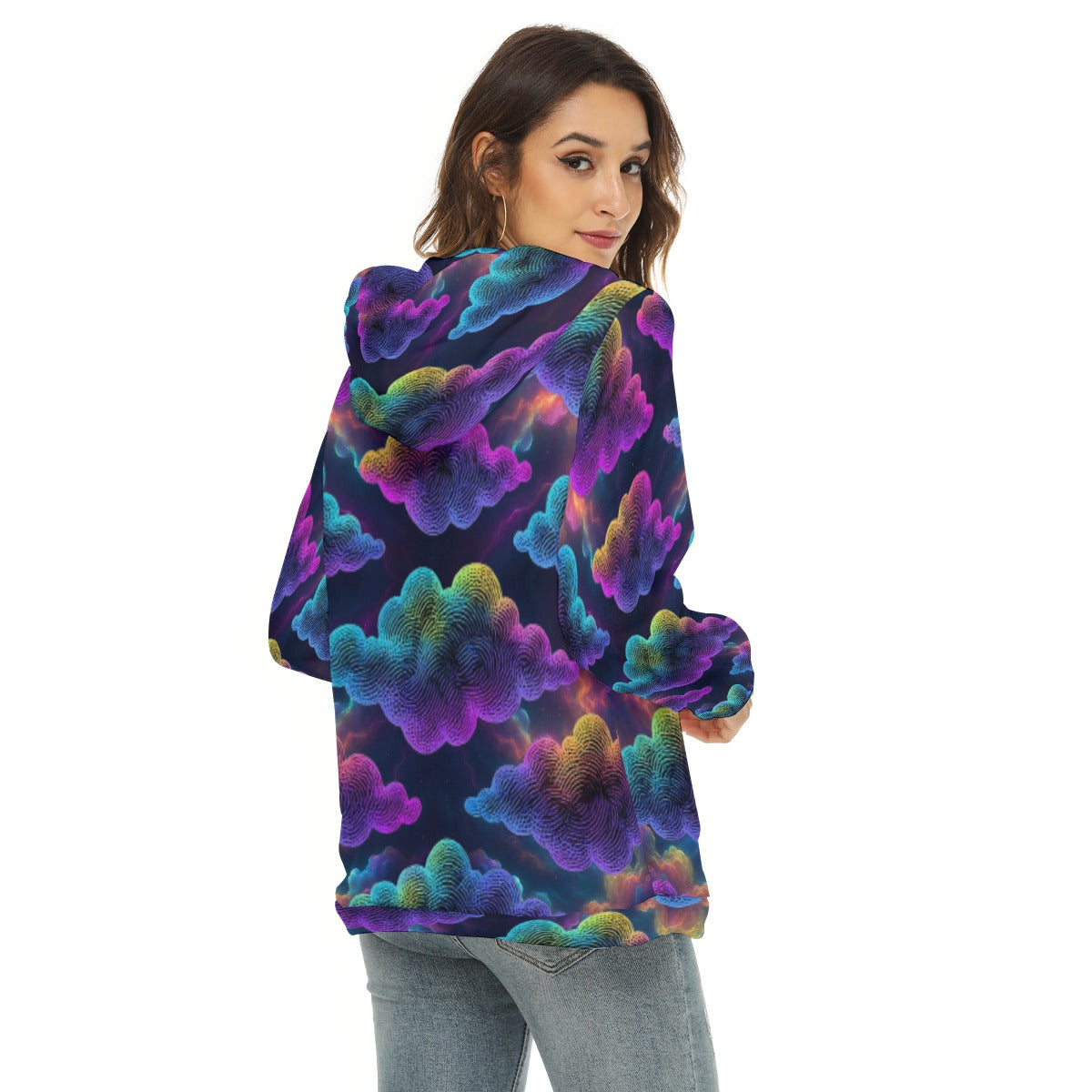 Women's Borg Fleece Hoodie With Half Zip