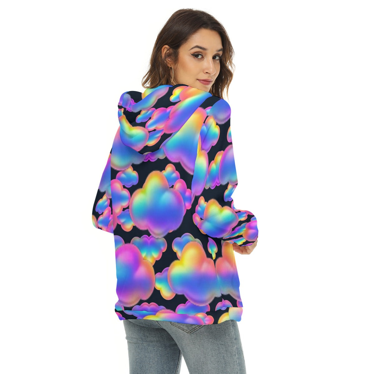 Women's Borg Fleece Hoodie With Half Zip