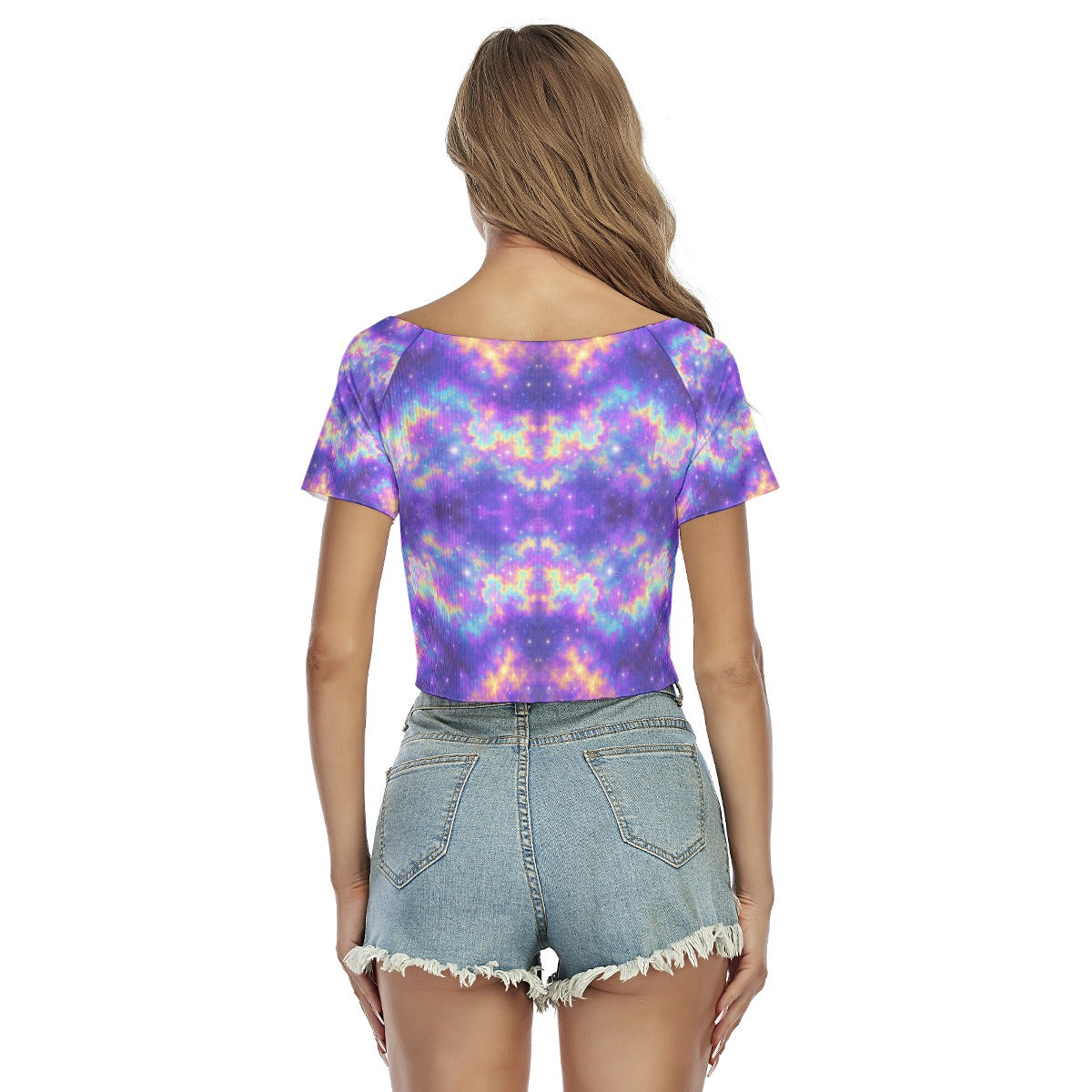 Women's Raglan Drawstring Front Crop Tee