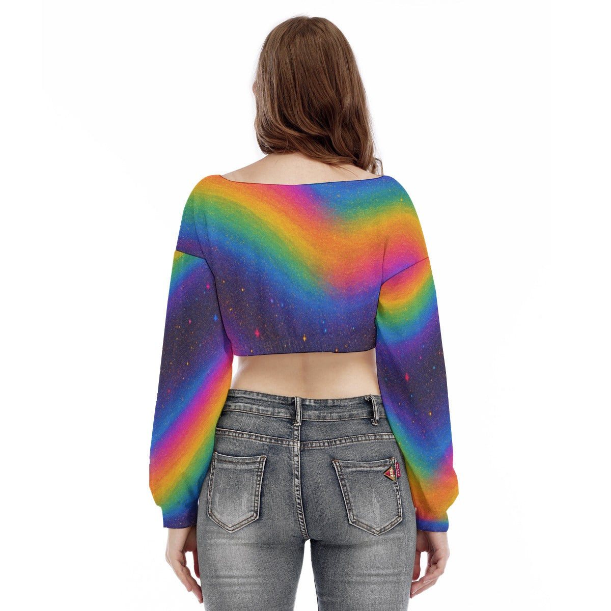 Women's V-neck Long Sleeve Cropped Sweatshirt