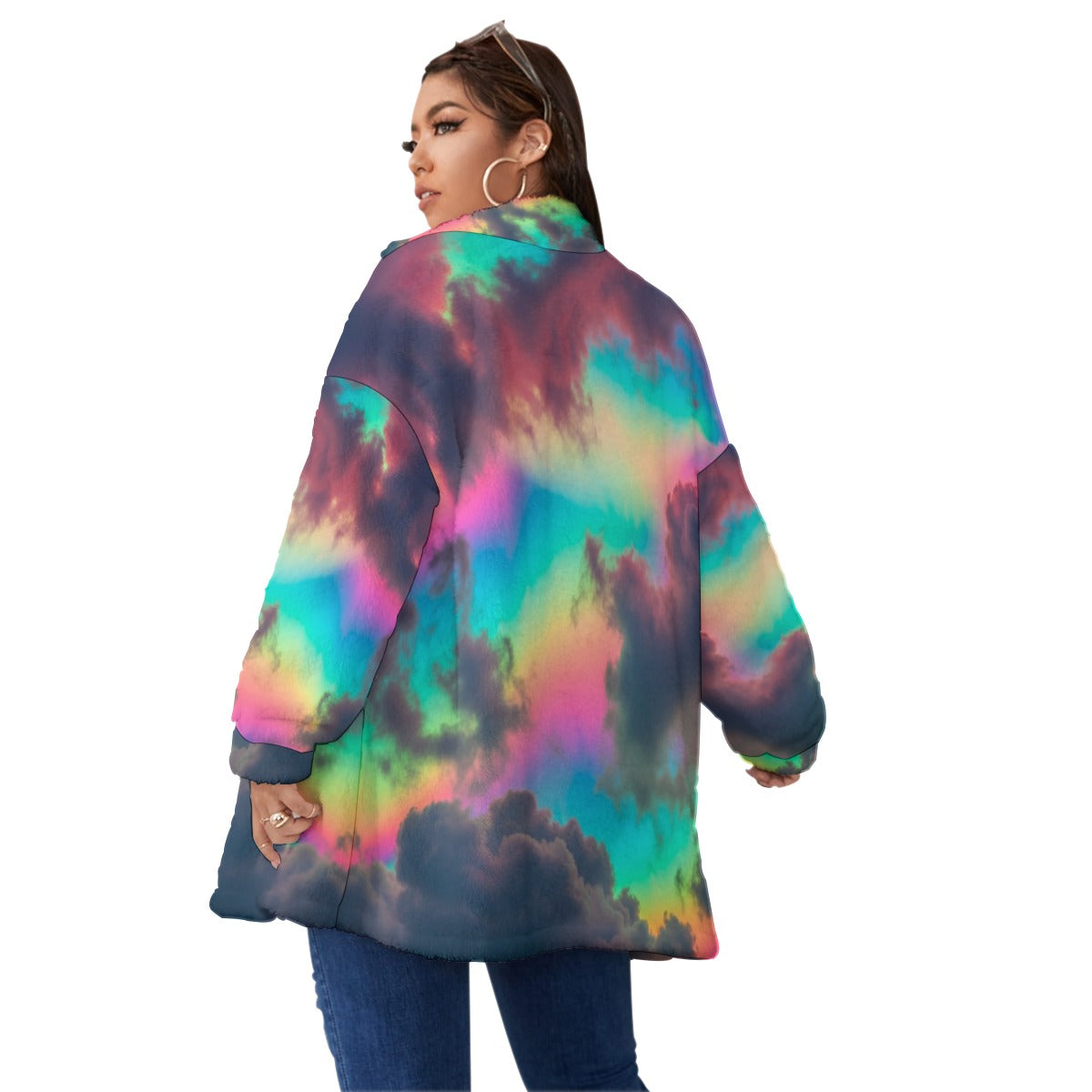 Unisex Borg Fleece Stand-up Collar Coat With Zipper Closure(Plus Size)