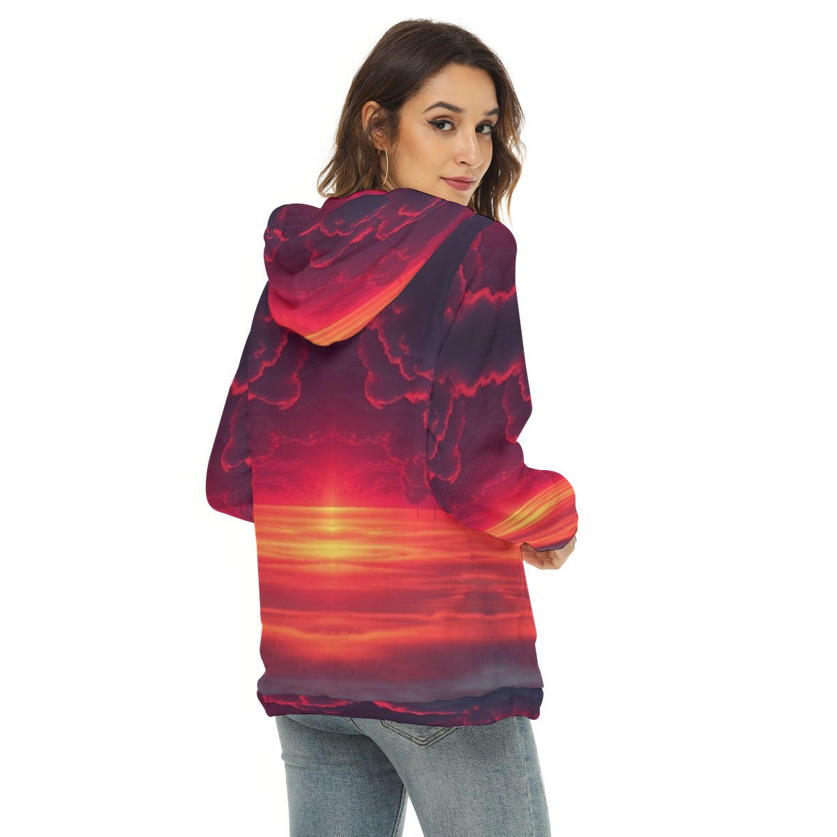 Women's Borg Fleece Hoodie With Half Zip