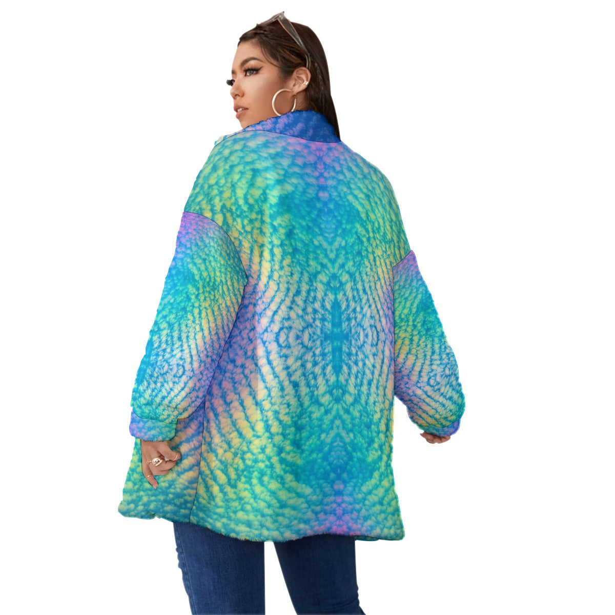 Unisex Borg Fleece Stand-up Collar Coat With Zipper Closure(Plus Size)