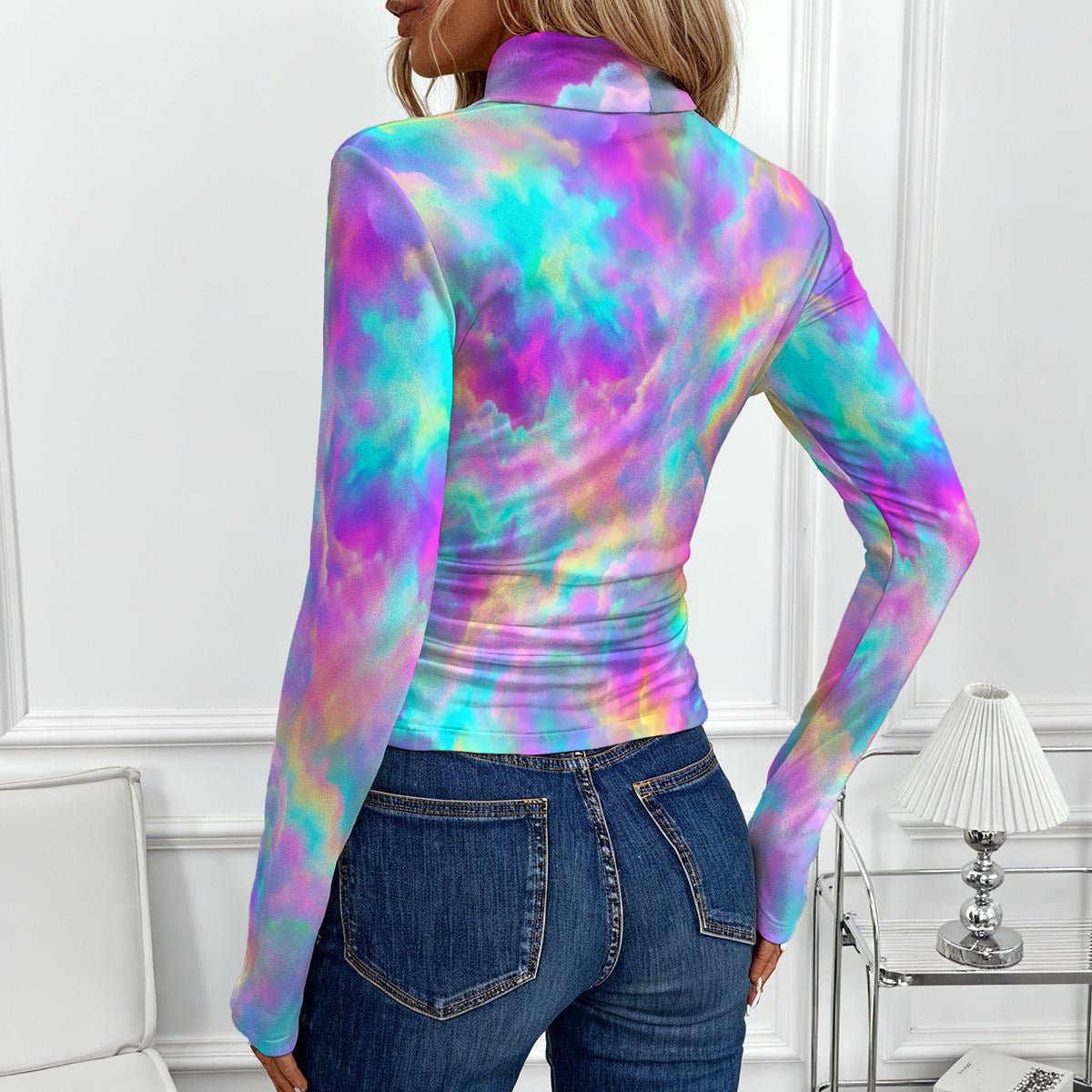 Women's Women's High-Neck Top With Long Sleeve