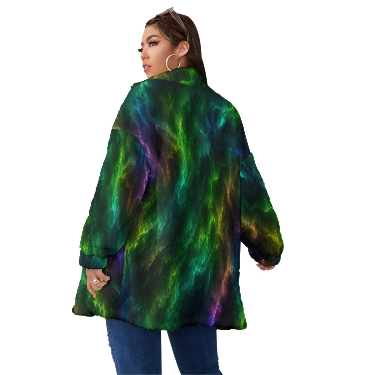 Unisex Borg Fleece Stand-up Collar Coat With Zipper Closure(Plus Size)