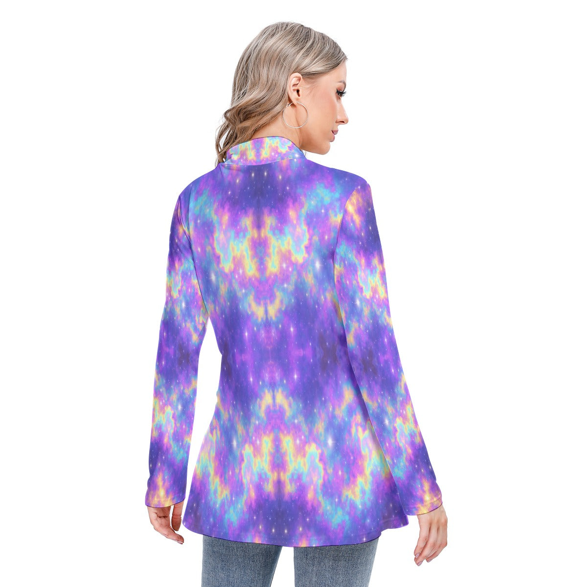 Women's Long-sleeved Heap-neck Slim Casual Tunic Blouse