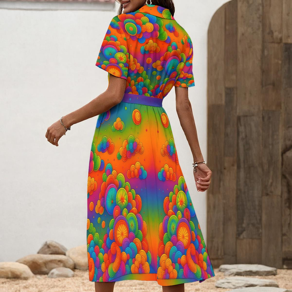 Women's Shirt Dress with Waist Tie