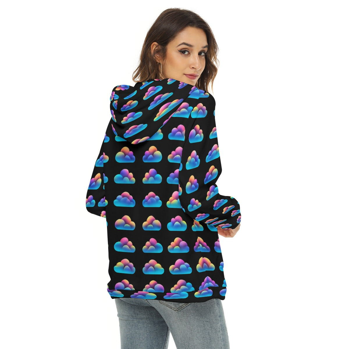Women's Borg Fleece Hoodie With Half Zip