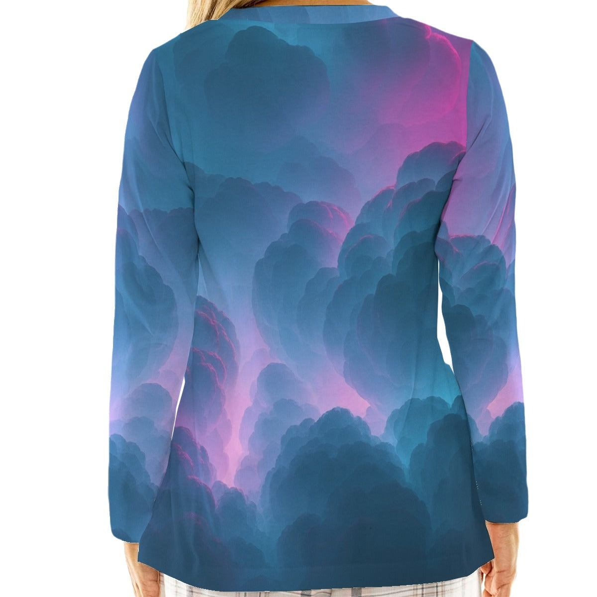 Women's Loose V-Neck T-Shirt With Long Sleeve