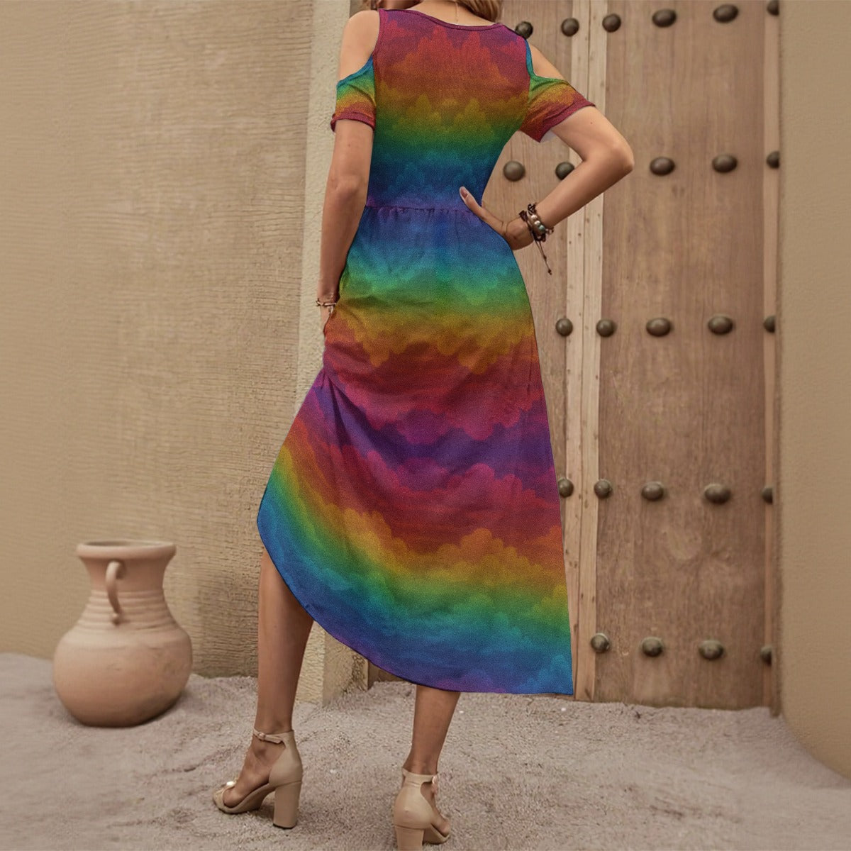 Women's V-neck Off-shoulder Dress