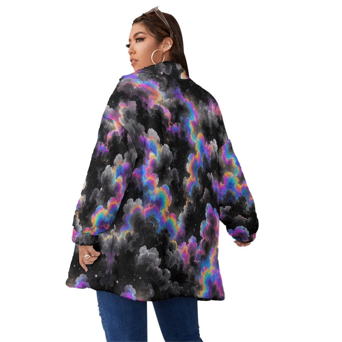 Unisex Borg Fleece Stand-up Collar Coat With Zipper Closure(Plus Size) by O’Nimbus – view 4