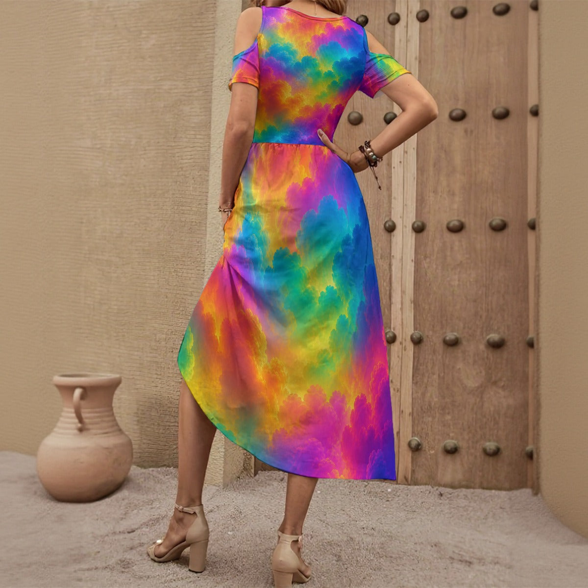 Women's V-neck Off-shoulder Dress