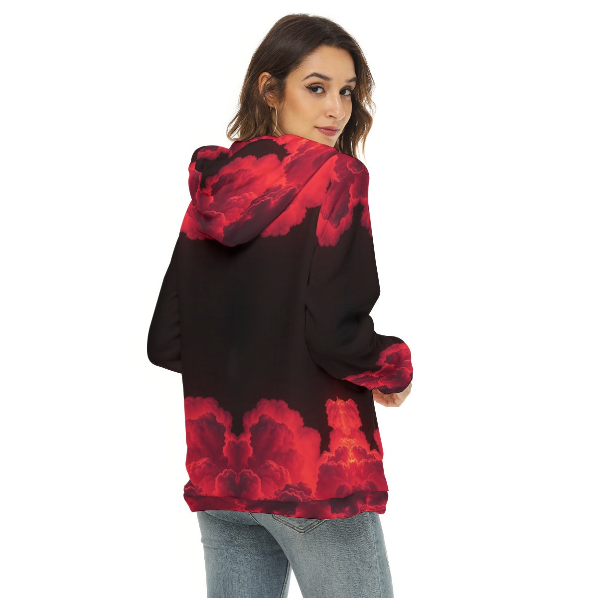 Women's Borg Fleece Hoodie With Half Zip