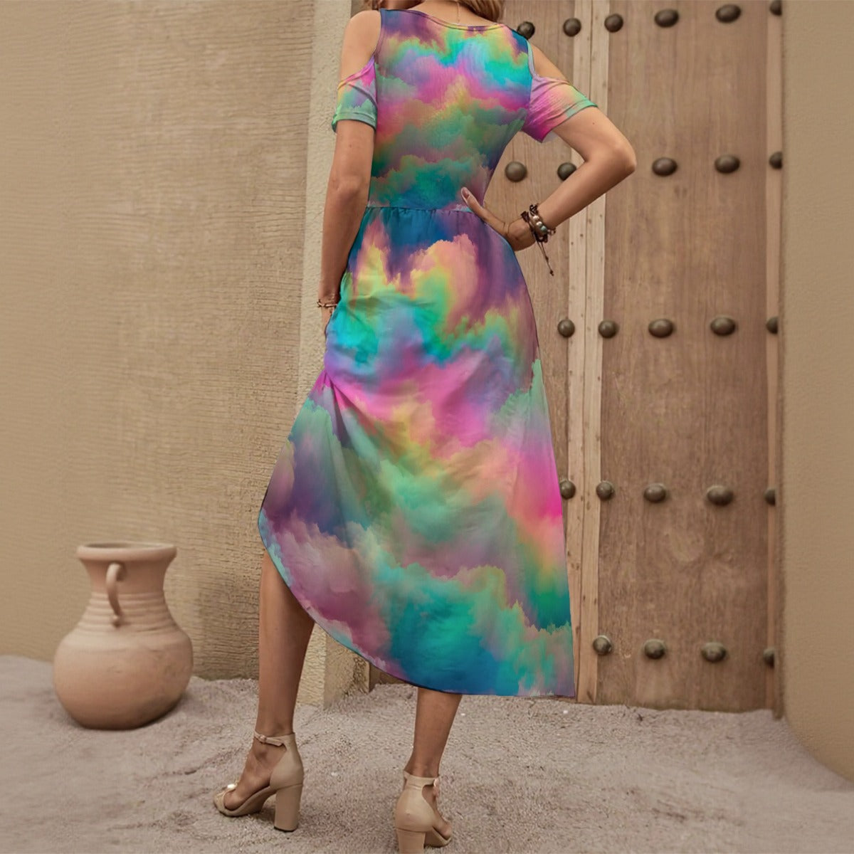 Women's V-neck Off-shoulder Dress