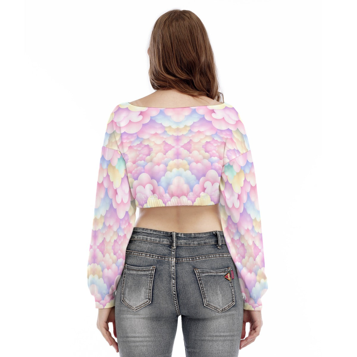 Women's V-neck Long Sleeve Cropped Sweatshirt