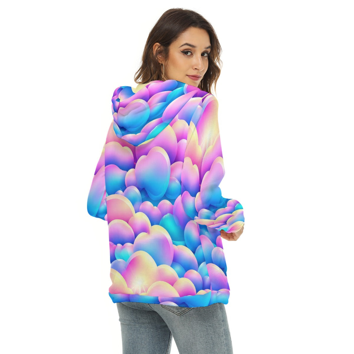 Women's Borg Fleece Hoodie With Half Zip