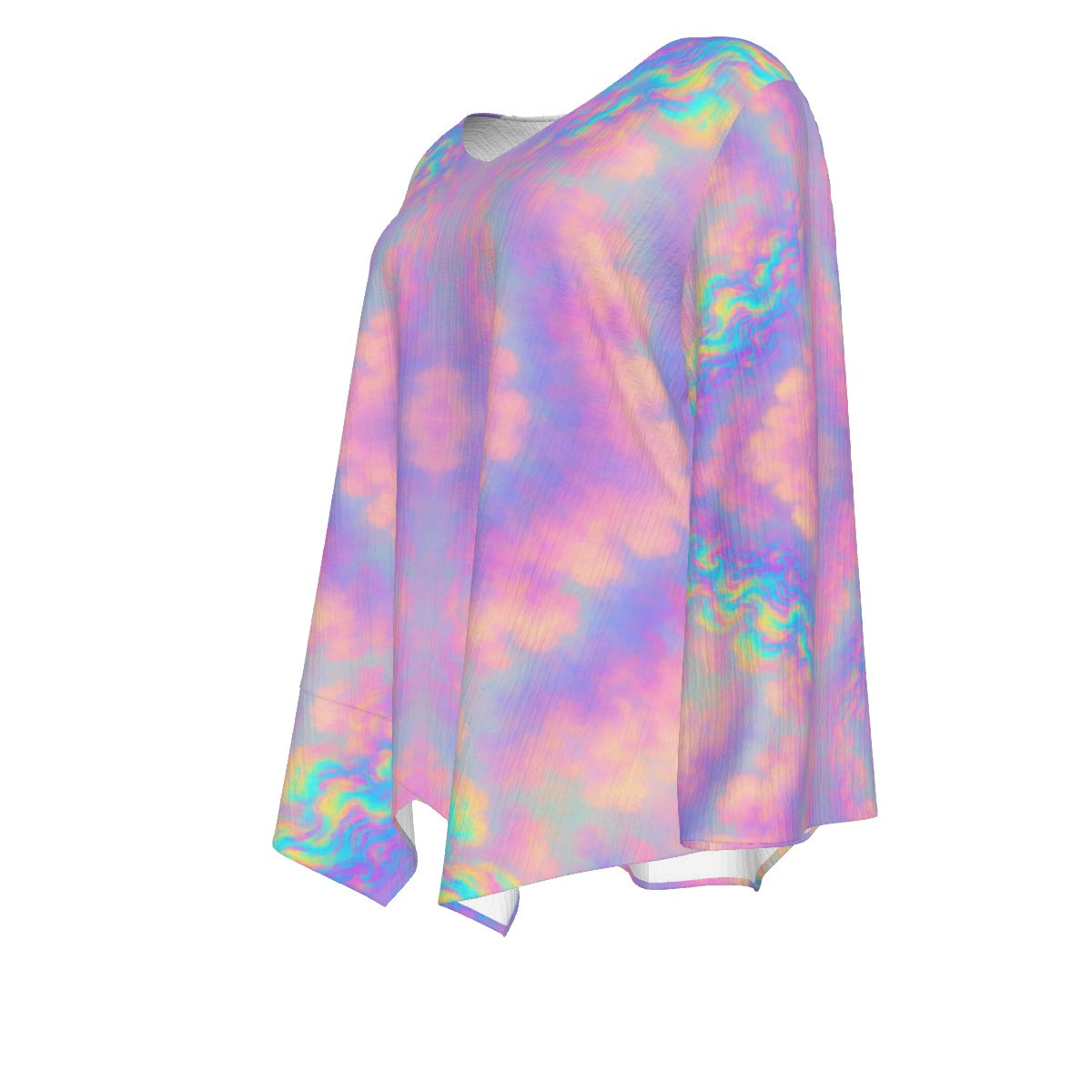 Women's V-neck T-shirt With Irregular Hem