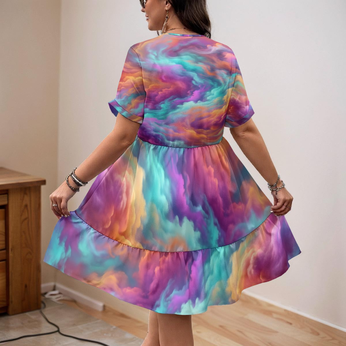 Women’s Floral V-Neck Short Sleeve Dress