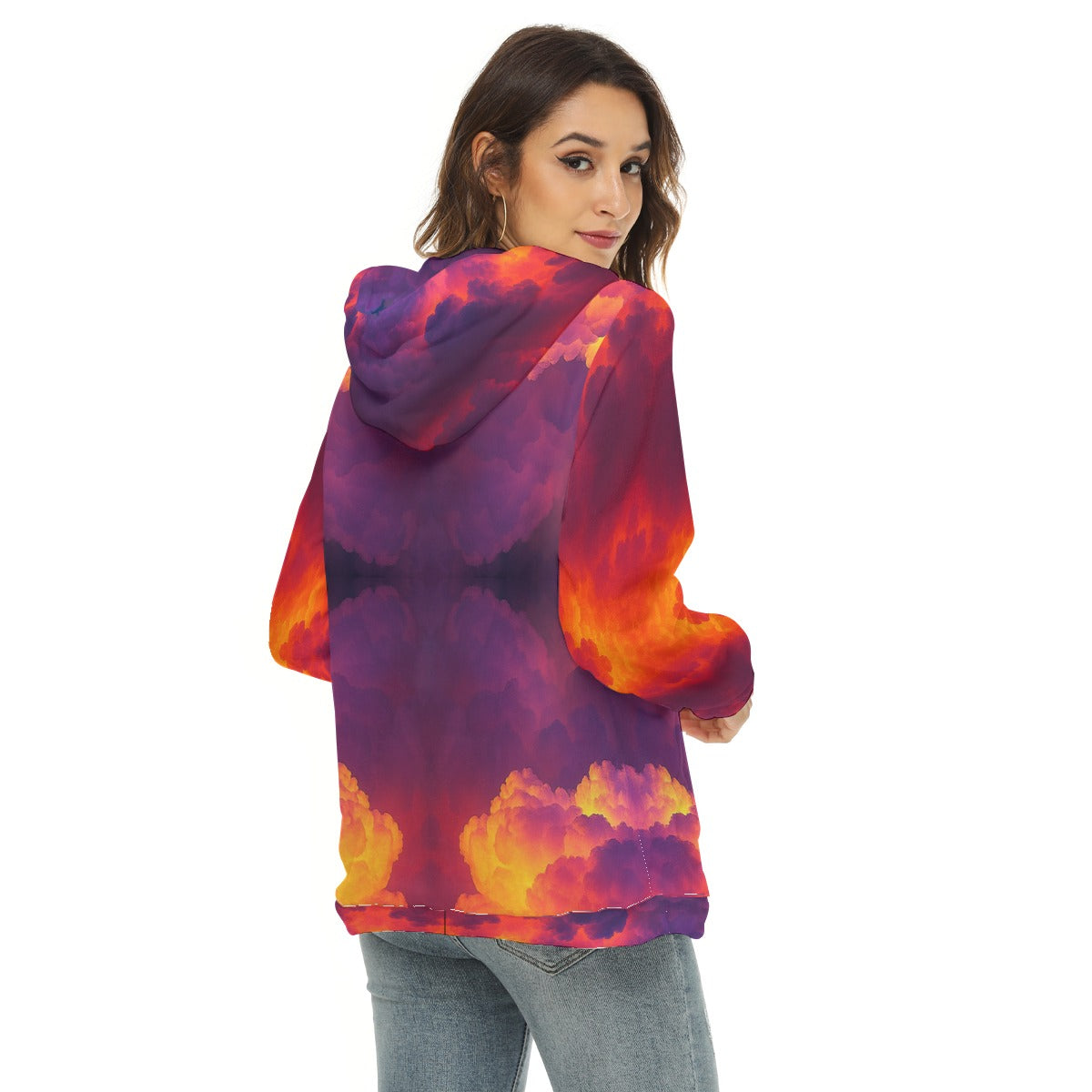 Women's Borg Fleece Hoodie With Half Zip