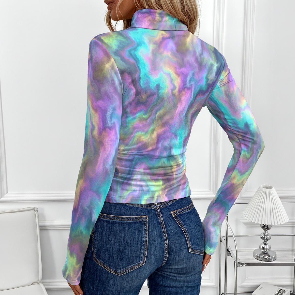 Women's Women's High-Neck Top With Long Sleeve
