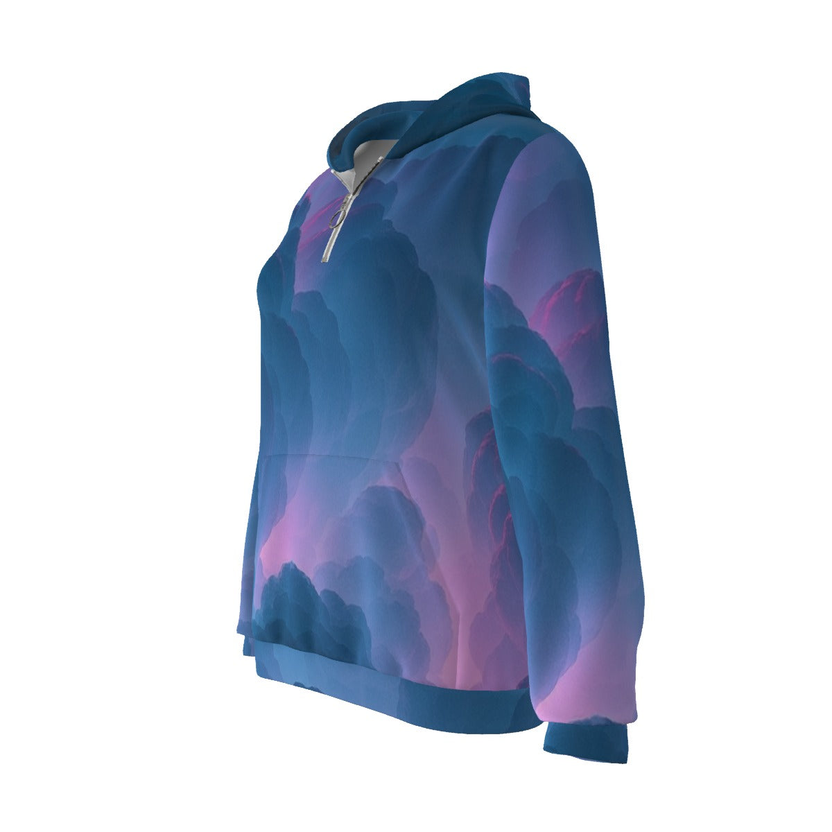 Women's Borg Fleece Hoodie With Half Zip