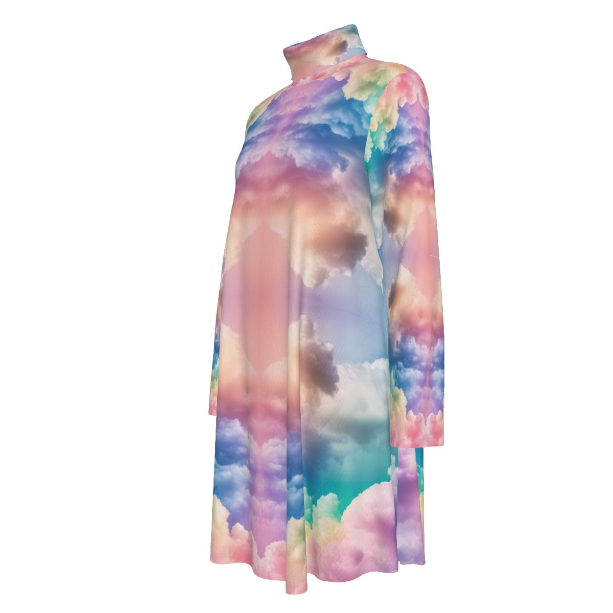 Women's High Neck Dress With Long Sleeve