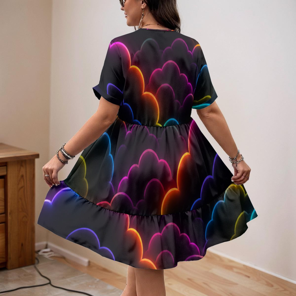 Women’s Floral V-Neck Short Sleeve Dress