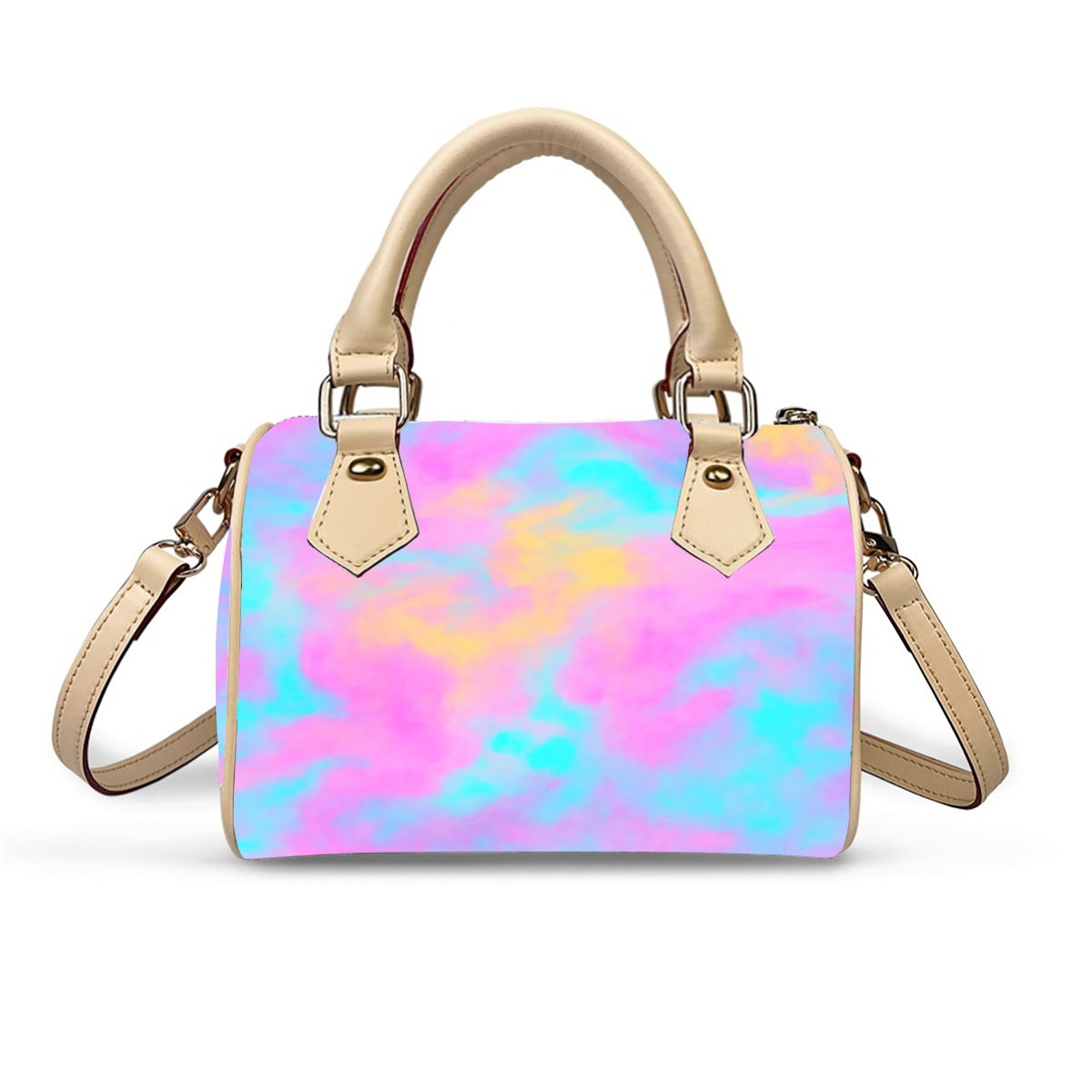 Unisex Classic Barrel-Shaped PU Leather Handbag